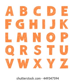 Hand drawn set of letters. Alphabet. Vector sketch illustration.