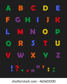 Hand drawn set of letters. Alphabet. Vector sketch illustration.