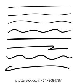 A hand drawn set of lines isolated on a white background. Vector illustration.