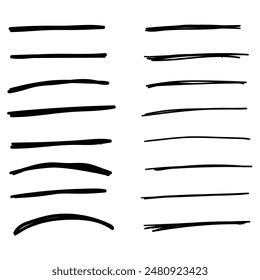 A hand drawn set of lines isolated on a white background. Vector illustration.