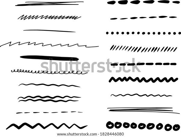 Hand drawn set of lines. Vector illustration.\
Doodle lines, frame\
elements.