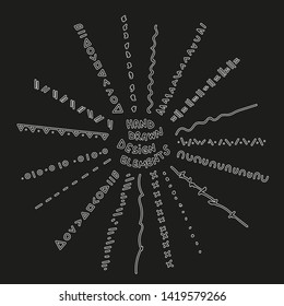 Hand drawn set of lines.Marker line divider, handmade pencil strokes brush and drawing dividers.Curve frame, decoration borders or floral ornament ink dividing isolated elements.Vector illustration. 