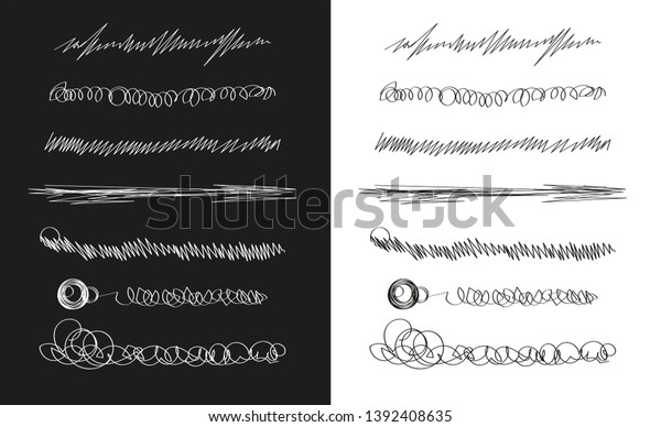Hand drawn set of lines.Marker line divider, handmade\
pencil strokes brush and drawing dividers.Curve frame, decoration\
borders or floral ornament ink dividing isolated elements.Vector\
illustration. 