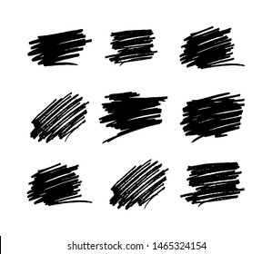 Hand drawn set of marker strokes for designs, templates etc. Vector illustration on white background