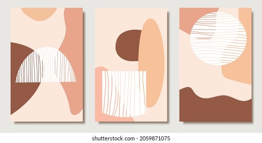 Handgezeichneter Satz von minimalistischen abstrakten ästhetischen Illustrationen. Sammlung zeitgenössischer künstlerischer Plakate.