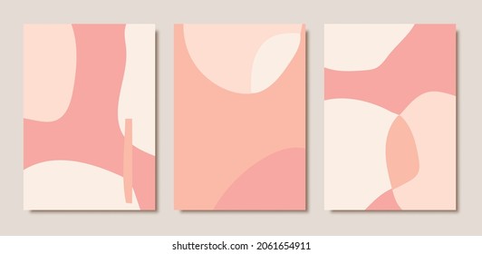 Conjunto dibujado a mano de ilustraciones abstractas minimalistas. Colección de afiches artísticos contemporáneos.