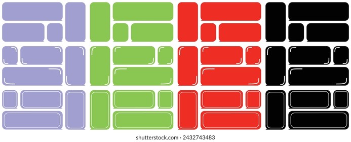 Hand drawn set minimalist different colour flat outline texbox empty speech bubbles quote blank template. cute sticker chat doodle style pattern vector collection illustration on white background.