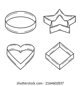 Conjunto de moldes dibujados a mano para hacer galletas. Estilo Doodle. Esbozo. Ilustración del vector