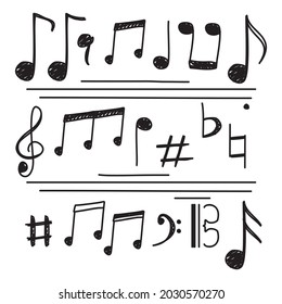 hand drawn set of musical notes