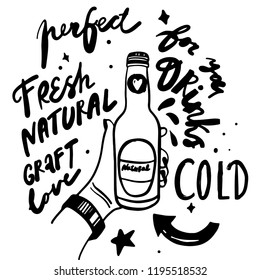 Hand drawn set with natural craft drinks