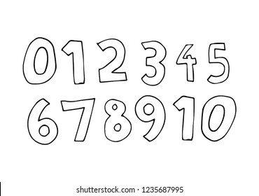 Hand drawn set of numbers vector