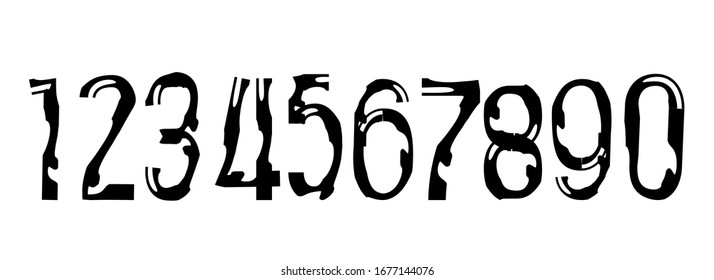 Hand drawn Set of numbers. Vector numbers.0 1, 2, 3, 4, 5, 6, 7, 8, 9, logo design, Symbol set. Vector illustration,Numbers set in vintage style. Vector elements illustration template for web.