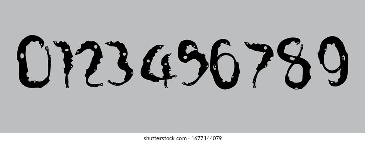 Hand drawn Set of numbers. Vector numbers.0 1, 2, 3, 4, 5, 6, 7, 8, 9, logo design, Symbol set. Vector illustration,Numbers set in vintage style. Vector elements illustration template for web.