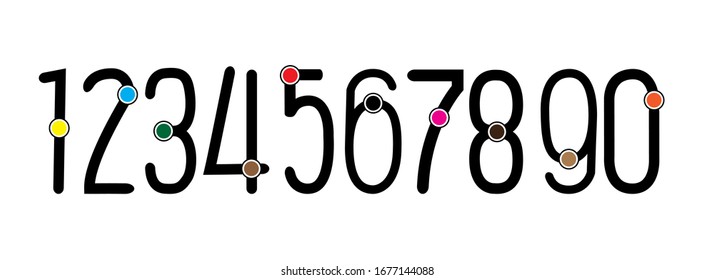 Hand drawn Set of numbers. Vector numbers.0 1, 2, 3, 4, 5, 6, 7, 8, 9, logo design, Symbol set. Vector illustration,Numbers set in vintage style. Vector elements illustration template for web.