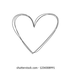Hand drawn set of objects for design use. Black Vector doodle hearts on white background.  Abstract pencil drawing. Artistic illustration grunge elements frames