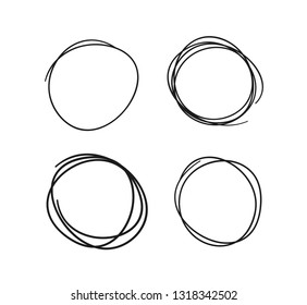 Hand drawn set of objects for design use. Black Vector doodle circles on white background.  Abstract pencil drawing. Artistic illustration grunge elements