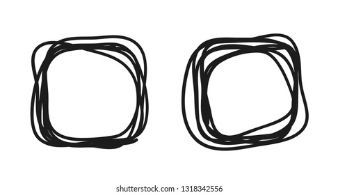 Hand drawn set of objects for design use. Black Vector doodle squares on white background.  Abstract pencil drawing. Artistic illustration grunge elements