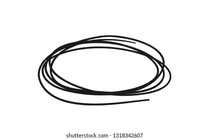 Hand drawn set of objects for design use. Black Vector doodle ellipses on white background.  Abstract pencil drawing. Artistic illustration grunge elements
