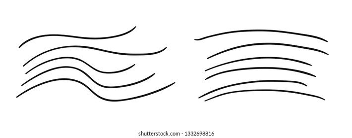 Hand drawn set of objects for design use. Black Vector doodle lines on white background.  Abstract pencil drawing stripes. Artistic illustration grunge elements strokes