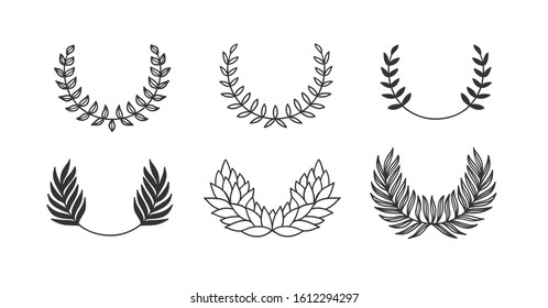 Hand drawn set of objects for design use. Black Vector doodle flower on white background.  Abstract pencil boho drawing twig. Artistic illustration elements plant