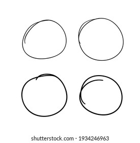 Hand drawn set of objects for design use. Black Vector doodle circles on transparent background.  Abstract drawing. Artistic illustration grunge elements