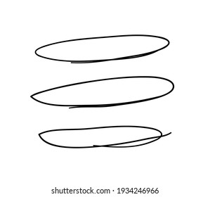 Hand drawn set of objects for design use. Black Vector doodle ellipses on transparent background.  Abstract pencil drawing. Artistic illustration elements