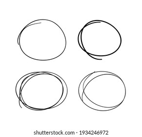 Hand drawn set of objects for design use. Black Vector doodle circles on transparent background.  Abstract drawing. Artistic illustration grunge elements