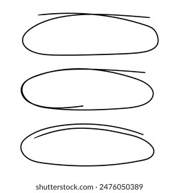 Hand drawn set of ovals isolated on a white background. Vector illustration.