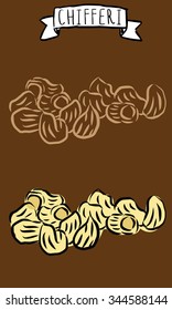 hand drawn set of pasta called "chifferi".