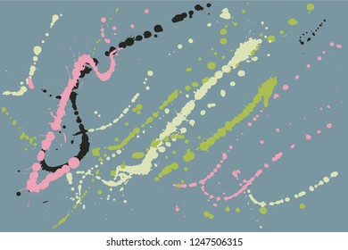 Hand drawn set of pastel colored ink spots on grey background. Paint splat set ink. Splat drop vector. Blood splash. Paint blob.