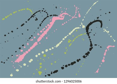Hand drawn set of pastel colored ink spots on grey background. Paint splat set ink. Splat drop vector. Blood splash. Paint blob.