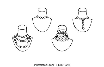 Hand drawn set 'pearl necklace', doodle