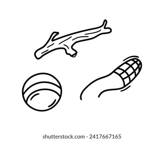 Hand drawn set of Pets shop and veterinary doodle. Accessories for dogs in sketch style Vector illustration isolated on white background.