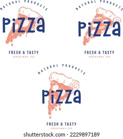 Hand drawn set of pizza. Illustration for pizzeria and restaurant.