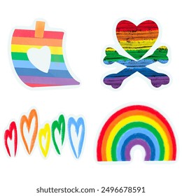 hand drawn set of pride lgbt elements