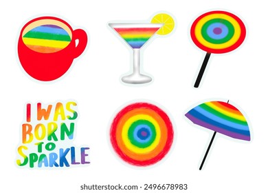 hand drawn set of pride lgbt elements