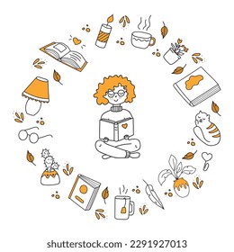 Juego de libros de lectura dibujado a mano. Aislado sobre fondo blanco