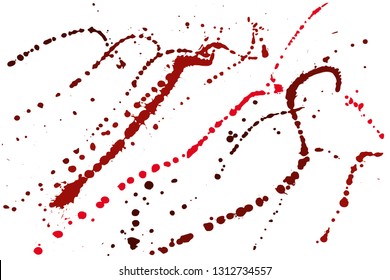 Hand drawn set of red ink spots isolated on white background. Paint splat set ink. Splat drop vector. Blood splash. Paint blob.