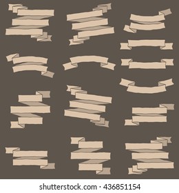 Hand drawn set of ribbons and banners. Vector collection. Isolated and layered.
