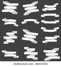 Hand drawn set of ribbons and banners. Vector collection. Isolated and layered.