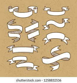 Hand drawn set of Ribbons doodles in Colors vector