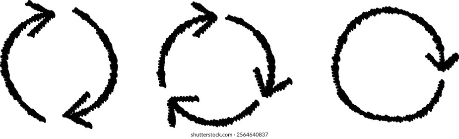 Hand drawn set of rotating arrows