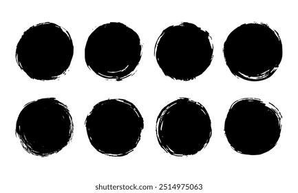 hand drawn set of round textured ink brush strokes decoration,arrow brush stroke,cicle ink brush decoration