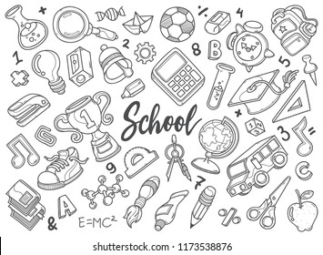 Hand drawn set of School doodles in vector. in this picture you can get lots of pictures for your school's design needs. very good for the needs of posters and other print media.