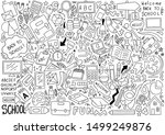 hand drawn Set of school icons Ornaments background pattern Vector illustration