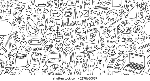 hand drawn Set of school icons Ornaments background pattern Vector illustration