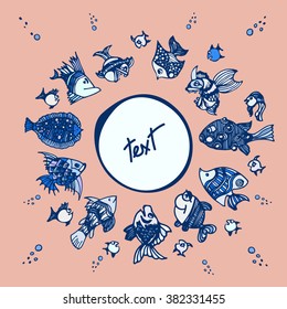 hand drawn set of seafood, vector collection