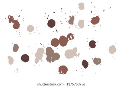 Hand drawn set of sepia colored ink spots isolated on white background. Paint splat set ink. Splat drop vector. Blood splash. Paint blob.