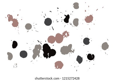 Hand drawn set of sepia colored ink spots isolated on white background. Paint splat set ink. Splat drop vector. Blood splash. Paint blob.