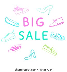 a hand drawn set of shoes isolated; in grunge; scribble; sketchy style